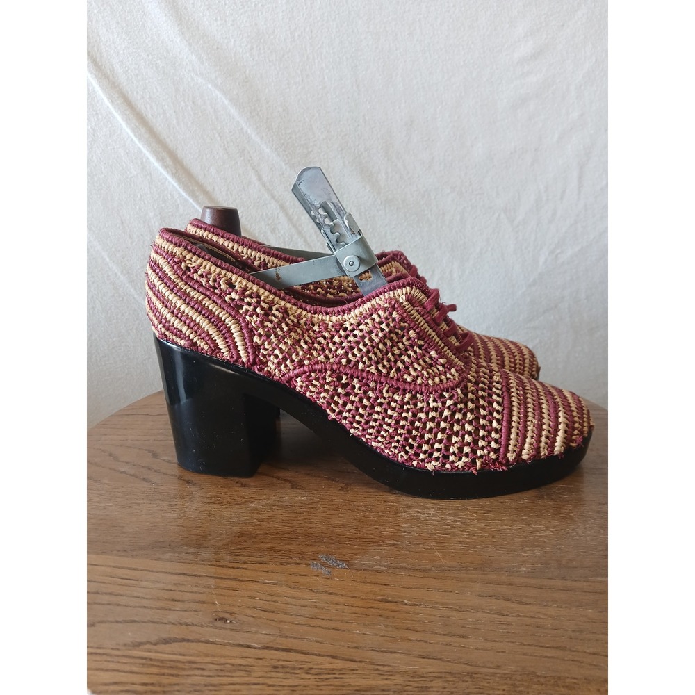 Robert clergerie woven raffia Oxford block heels luxery Paris size 9